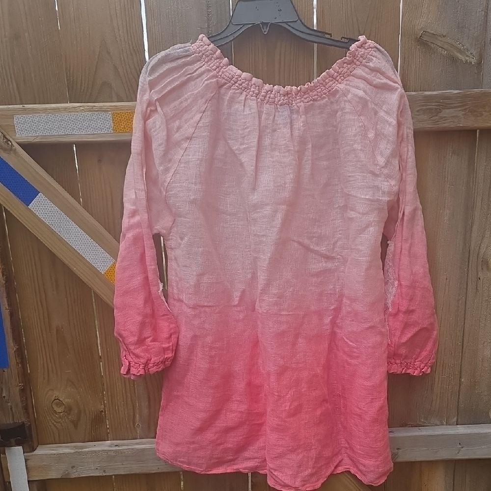 Women's Pink Ombre Off-Shoulder Peasant Top